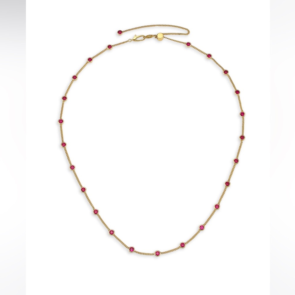 18kgoldplated & Ruby Colored Stone Necklace - image 1